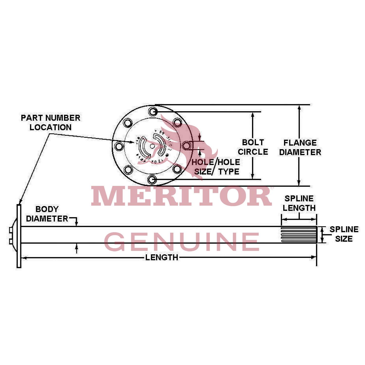 Drive Axle Shaft Meritor 3202G9003