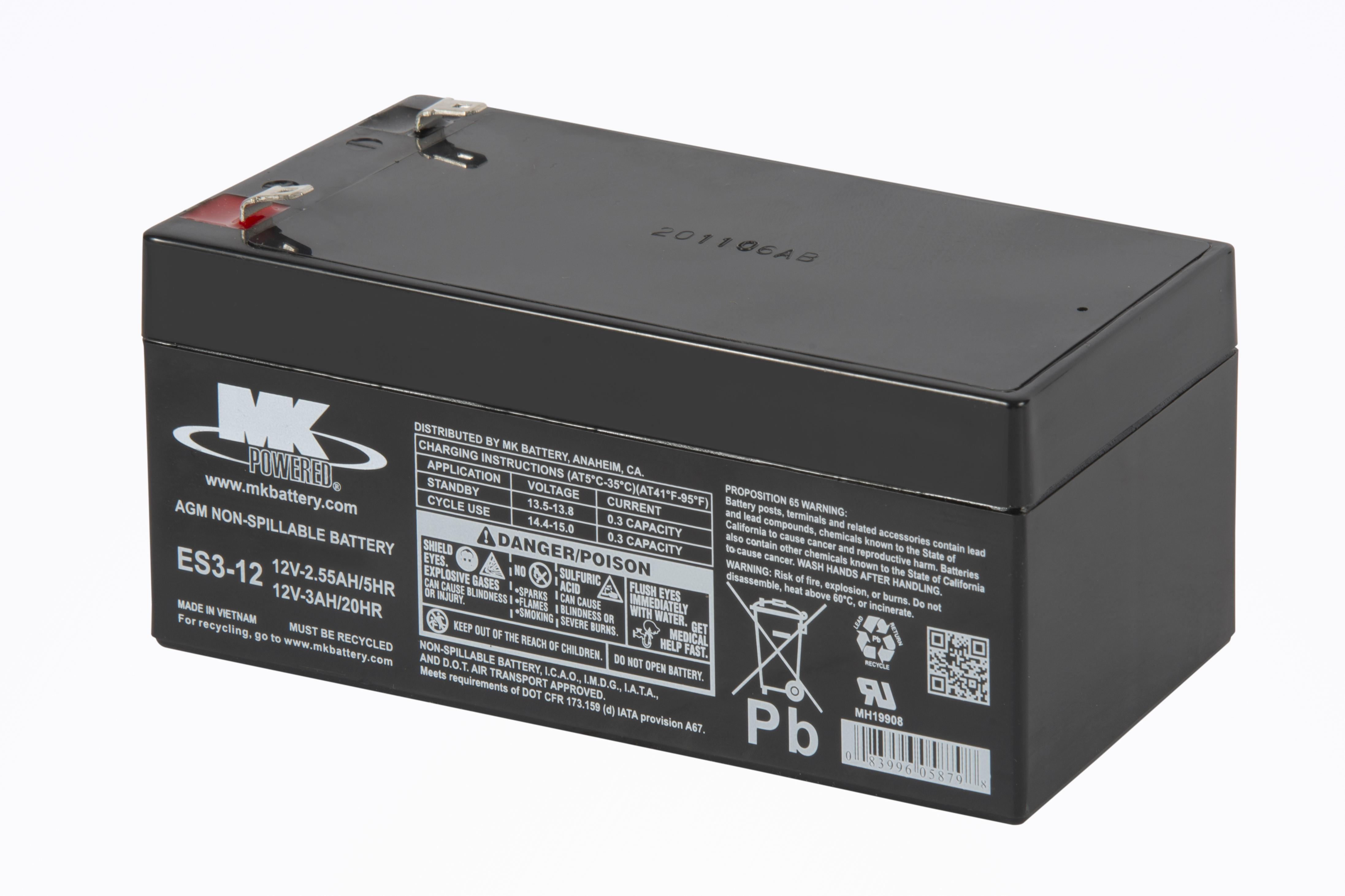 thumbnail interactive-video image 1 of Chrome Battery 12V 3.2AH Sealed Lead Acid Battery - Fits BP3-12, ES3-12, PS-1230 1 of 2