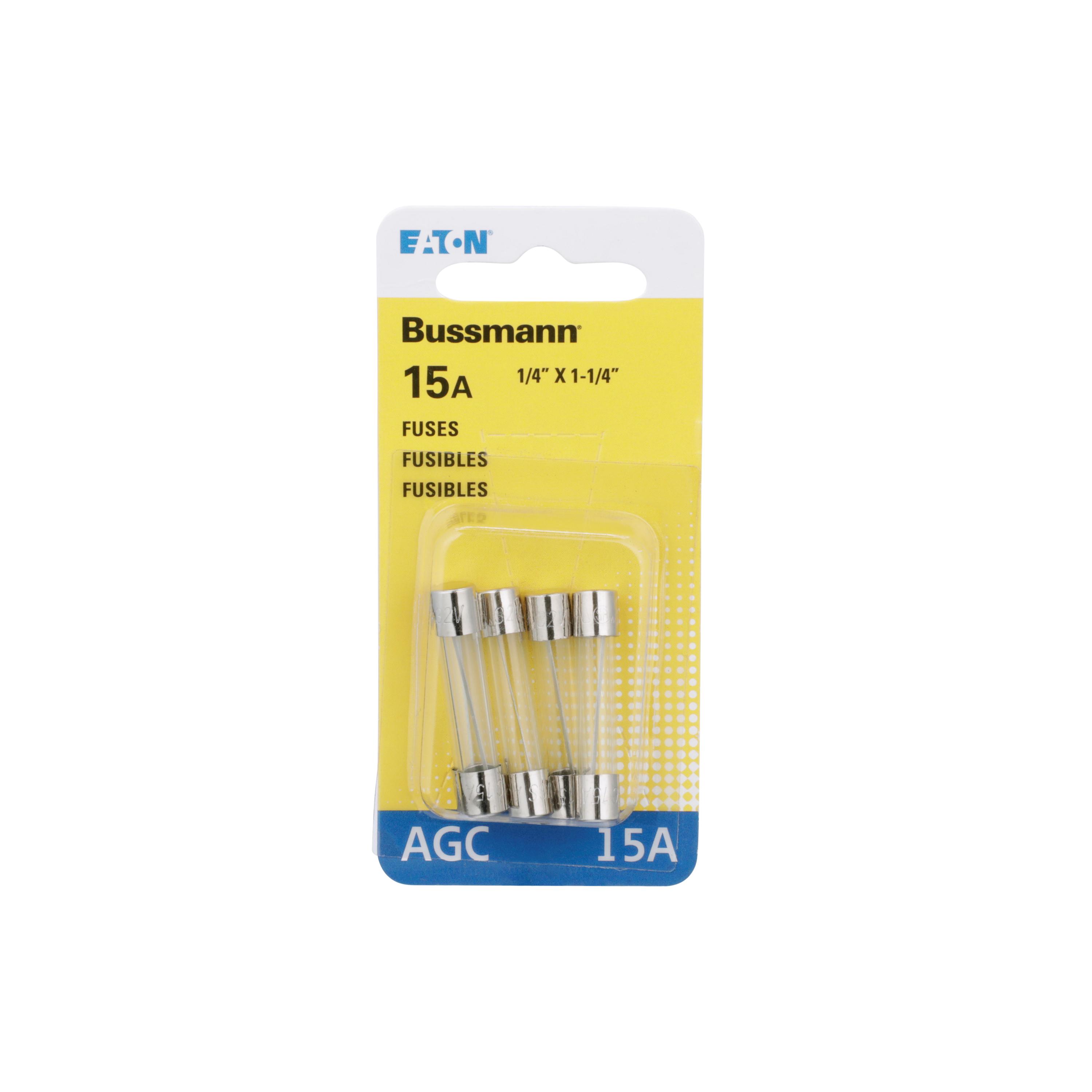 Bussmann AGC Glass Tube Fuse, 15 Amp